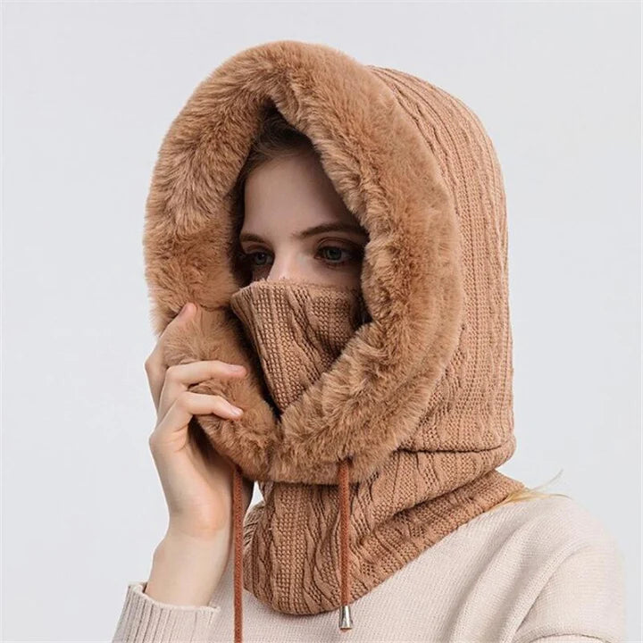 Bonnet coupe-vent chaud en tricot pour l'hiver - Femme