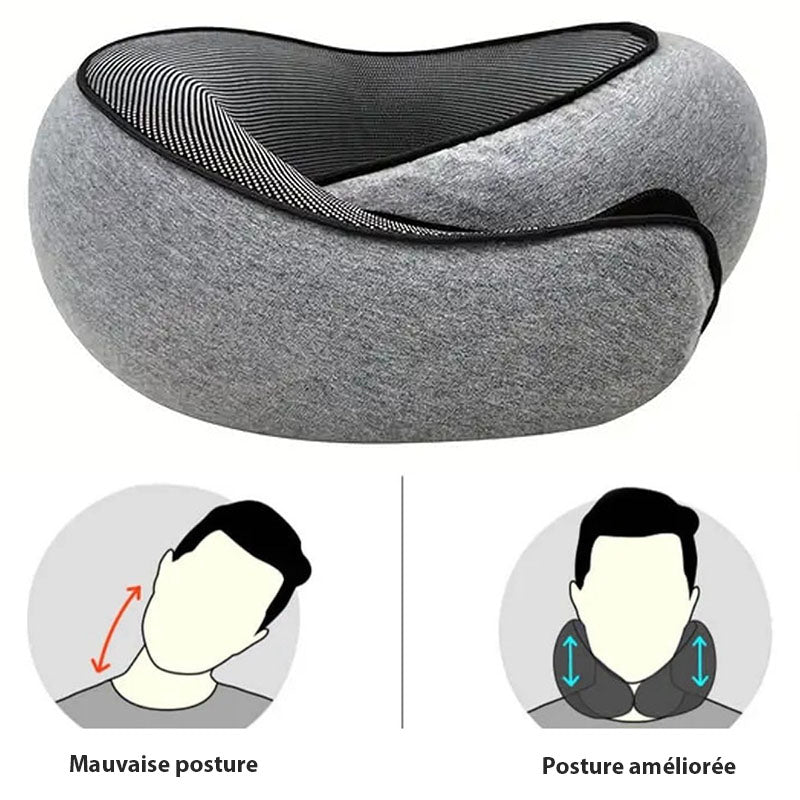 Coussin de Voyage en Mousse à Mémoire de Forme - Oreiller Ergonomique 360