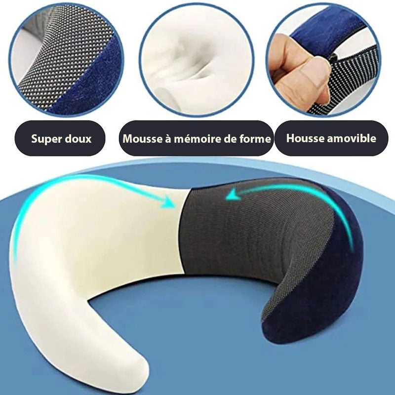 Coussin de Voyage en Mousse à Mémoire de Forme - Oreiller Ergonomique 360