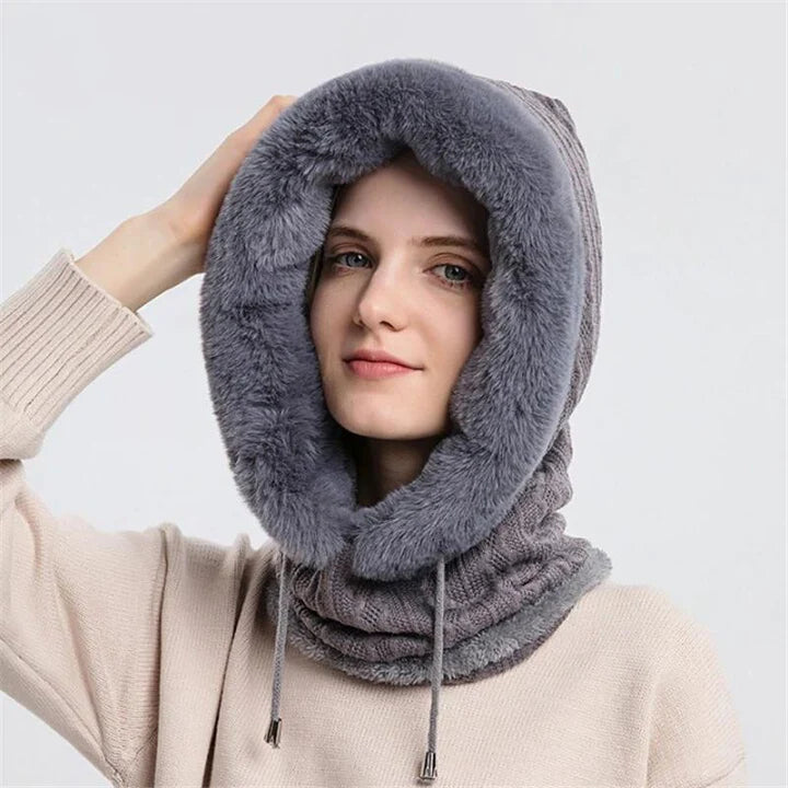 Bonnet coupe-vent chaud en tricot pour l'hiver - Femme