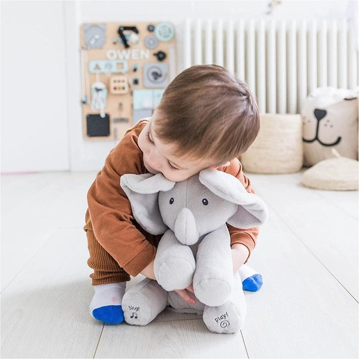 Peluche Musical Animée - Éléphant Pika A Boo qui Bouge ses Oreilles