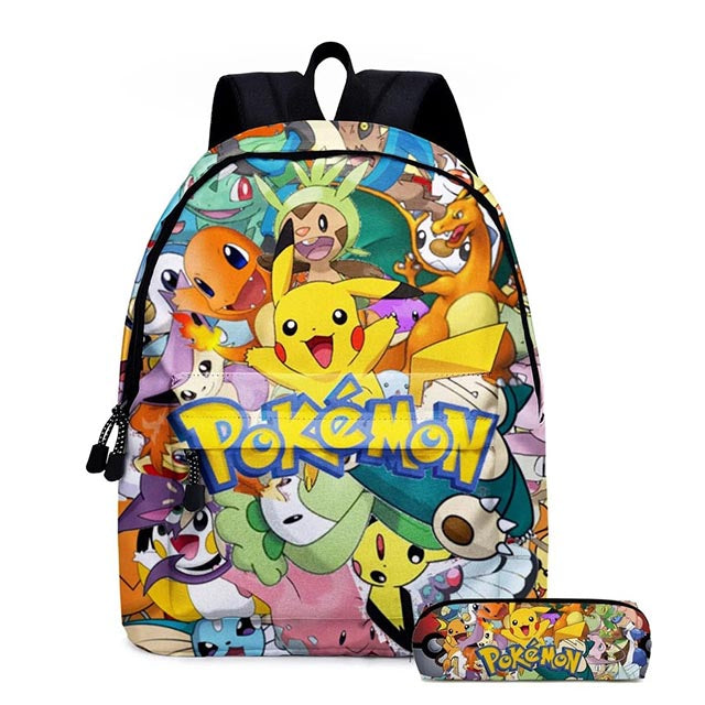 Sac à Dos Pokémon avec Trousse - Ensemble Cartable pour la Rentrée Scolaire