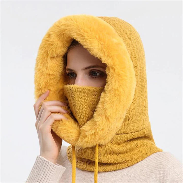 Bonnet coupe-vent chaud en tricot pour l'hiver - Femme