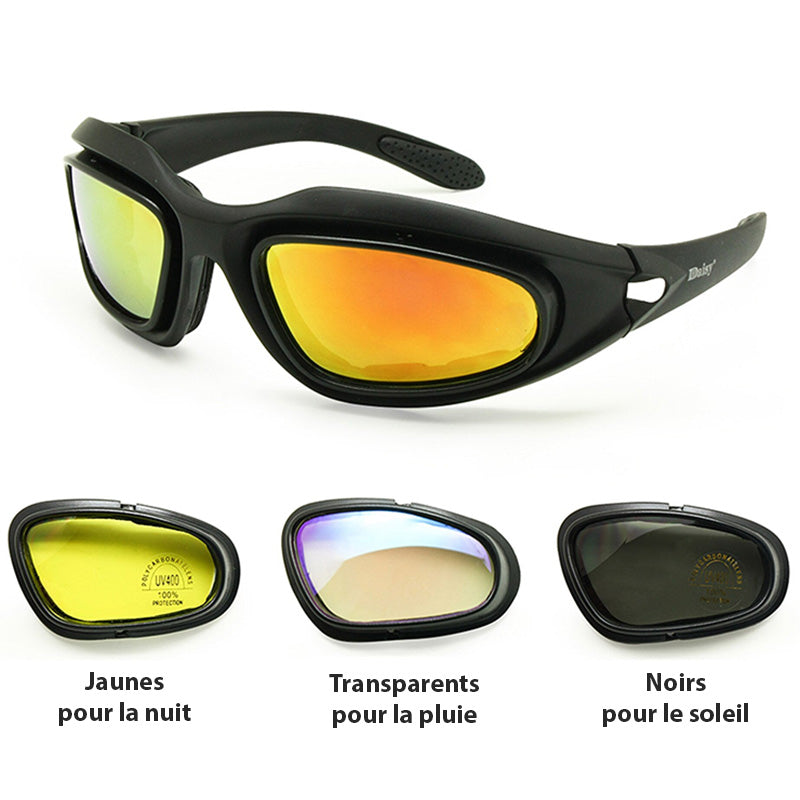 Lunettes Polarisées de Moto Sport avec Verres Interchangeables de Nuit