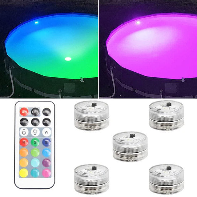 5 Lampes Submersibles Rechargeables avec Télécommande - Piscine Baignoire Spa et Décoration