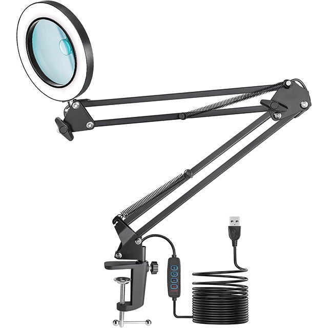 Lampe de Bureau avec Loupe et Bras Pivotant