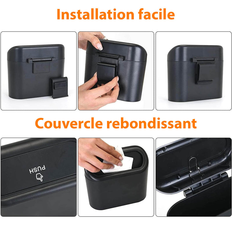 Poubelle de Voiture avec 2 Pack de Sachets et Couvercle - Accessoires Voiture