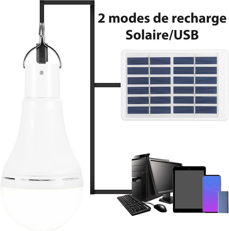 Ampoule Led Solaire - Puissante et Rechargeable 12W