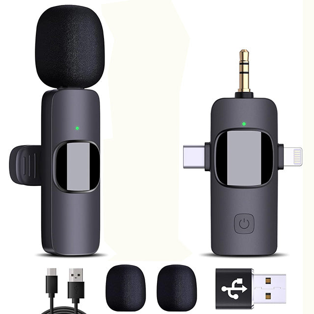 Micro Cravate Professionnel Sans Fil pour iPhone Android Caméra Ordinateur