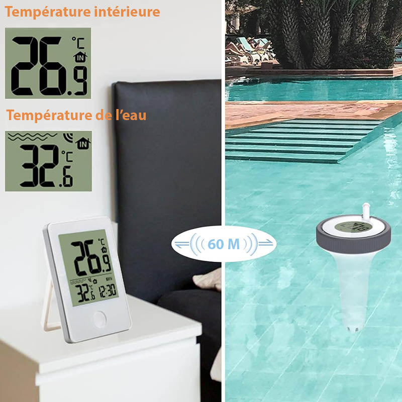 Thermomètre Piscine Flottant avec Afficheur Sans Fil LCD