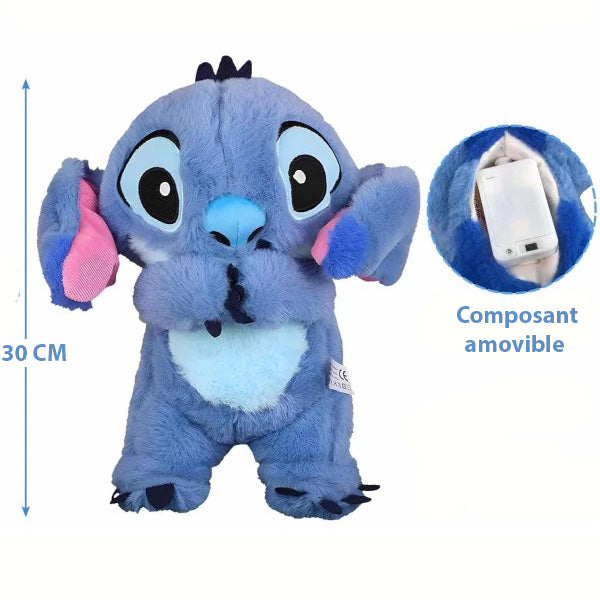 Peluche Stitch Apaisante avec Respiration Réaliste et Douce Berceuse