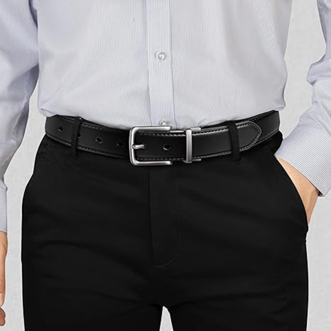 Ceinture Réversible en Cuir Véritable avec Taille Ajustable - Idée Cadeau pour Homme