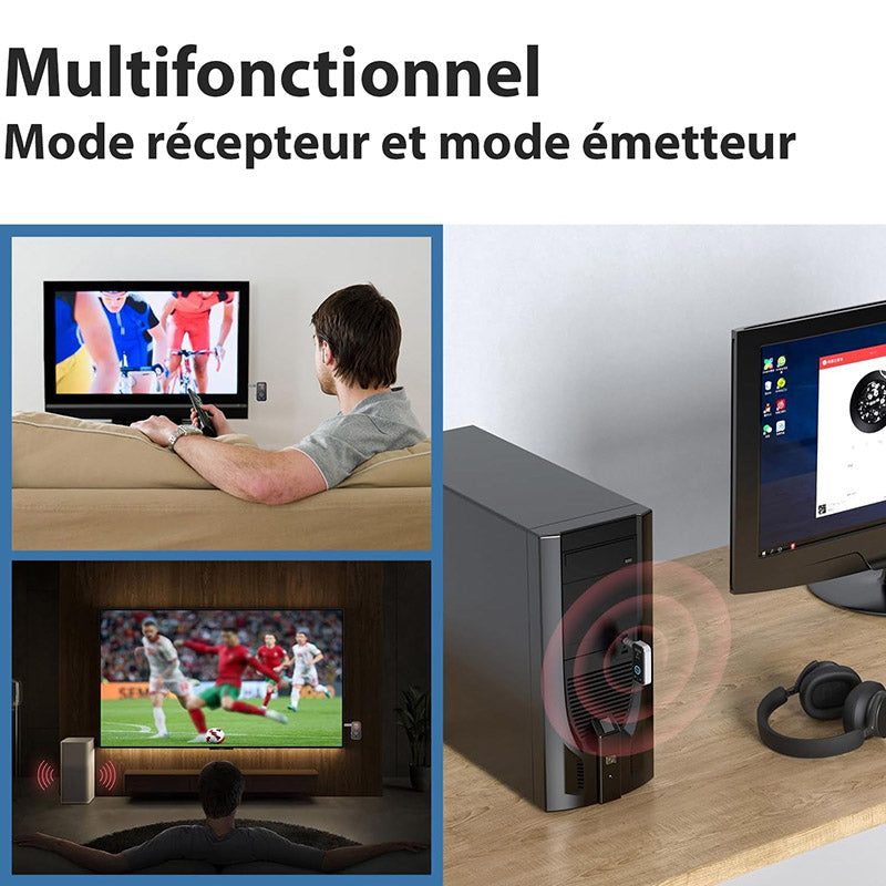 Transmetteur Récepteur Bluetooth 5.3 Avec Micro - Adaptateur Audio Téléphone Voiture Enceinte