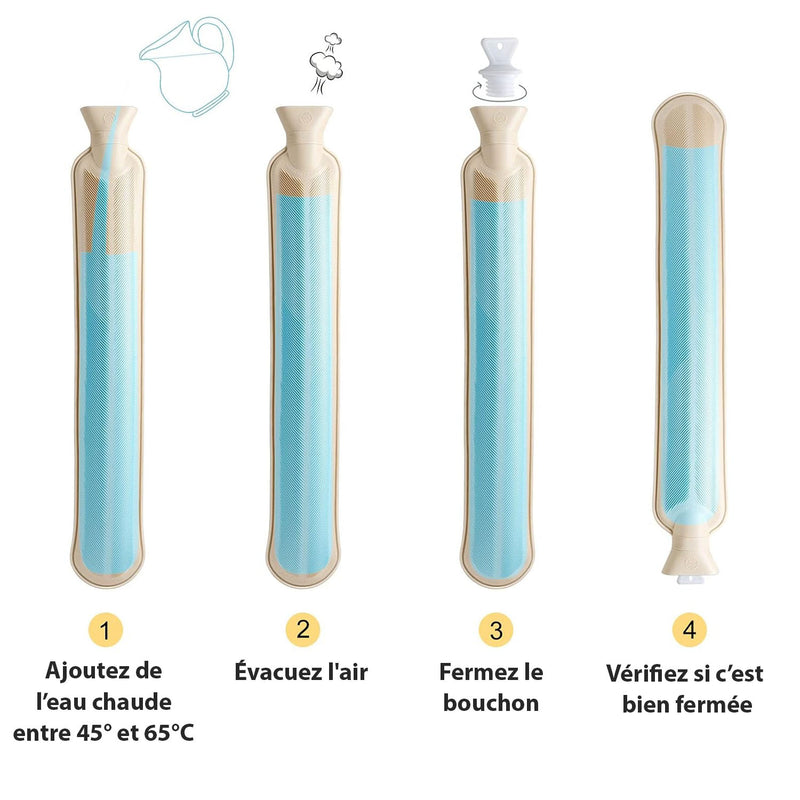 Bouillotte Longue 2L avec Housse en Fourrure Douce - Chaleur Prolongée et Confort Optimal