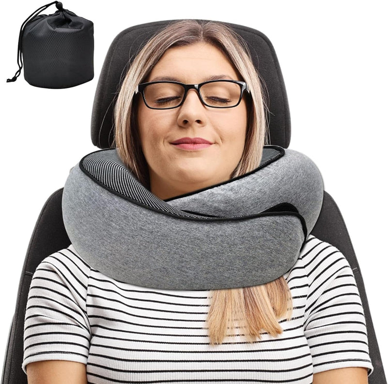 Coussin de Voyage en Mousse à Mémoire de Forme - Oreiller Ergonomique 360