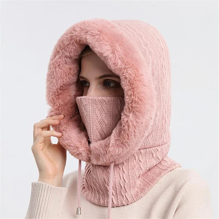 Bonnet coupe-vent chaud en tricot pour l'hiver - Femme