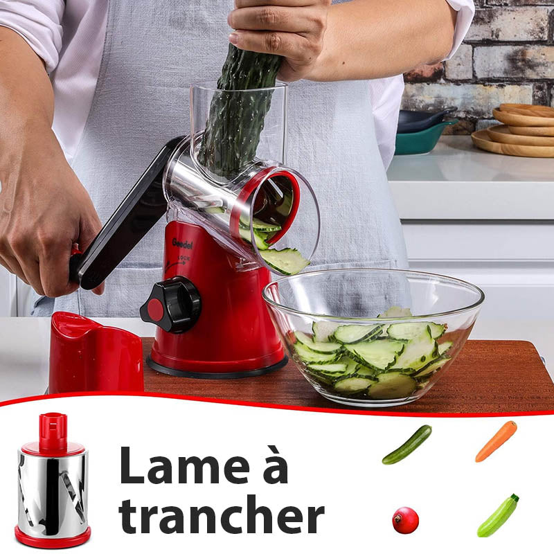 Râpe à Fromage et Légumes avec 3 Lames de Tambour