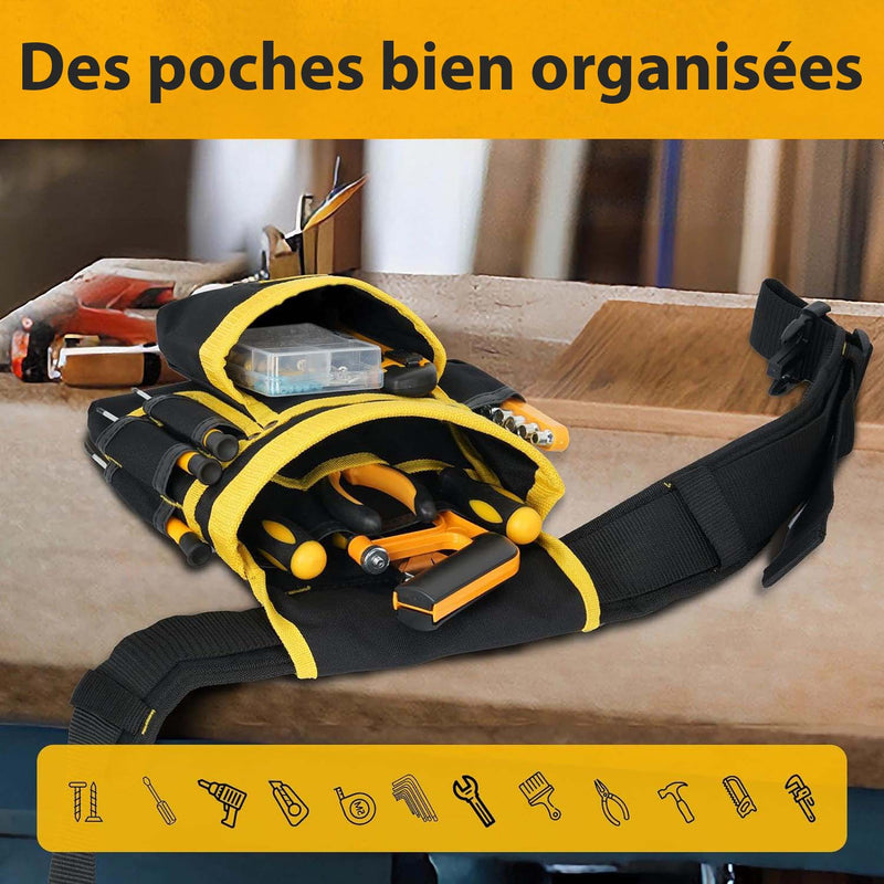 Ceinture Porte-Outils avec 27 Poches Ajustables et Magnétiques