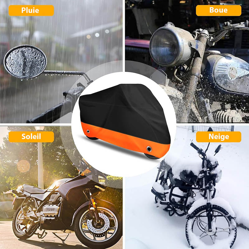 Housse de Moto Imperméable - Bâche de Protection Anti-Pluie et Anti-UV