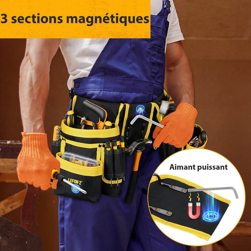 Ceinture Porte-Outils avec 27 Poches Ajustables et Magnétiques