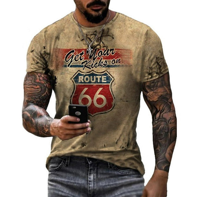 T-shirt Route 66 Vintage pour Homme