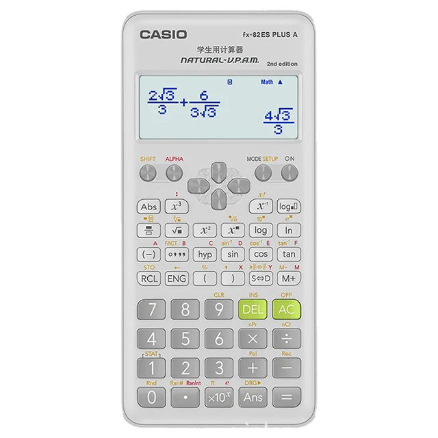 Calculatrice Scientifique Casio FX-82 ES+ avec Couvercle de Protection