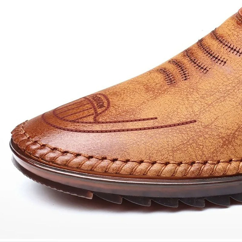 Chaussures d'été en cuir décontractées respirantes pour hommes