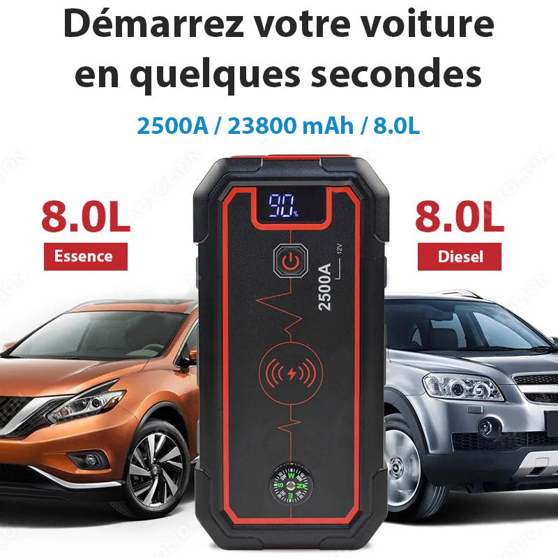 Booster Professionnel de Voiture Moto avec Chargeur Led 2500A et 23800mAh