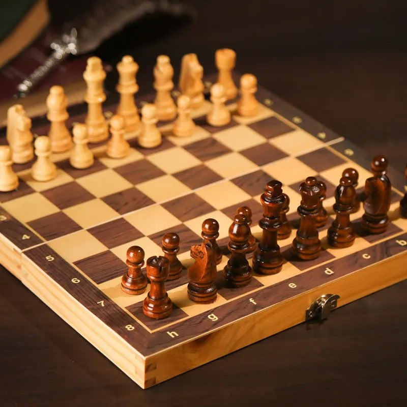 Jeux d'Échecs Magnétique en Bois Pliable