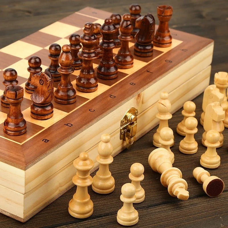 Jeux d'Échecs Magnétique en Bois Pliable