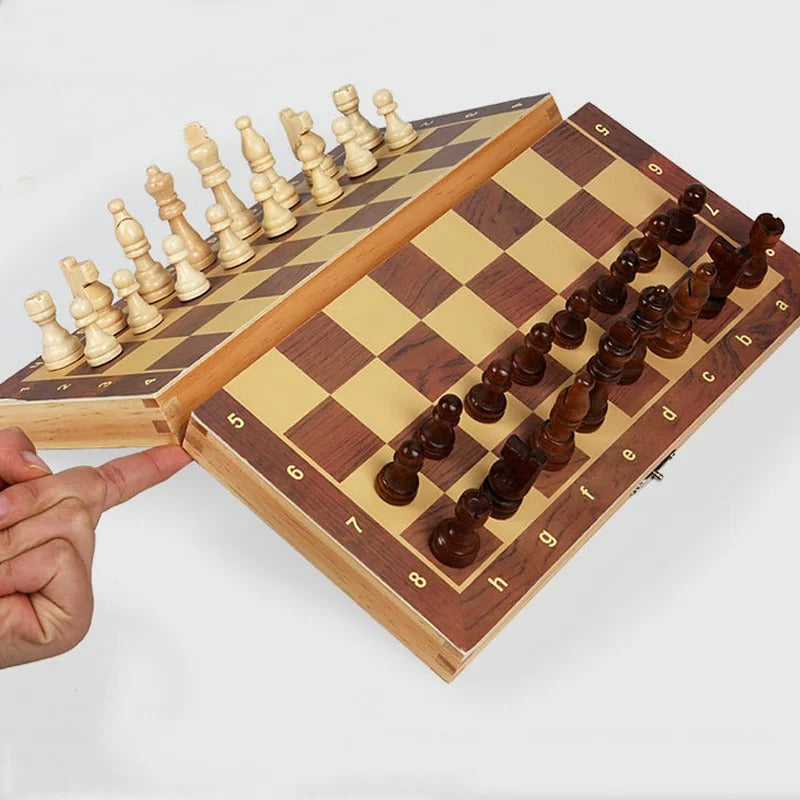 Jeux d'Échecs Magnétique en Bois Pliable