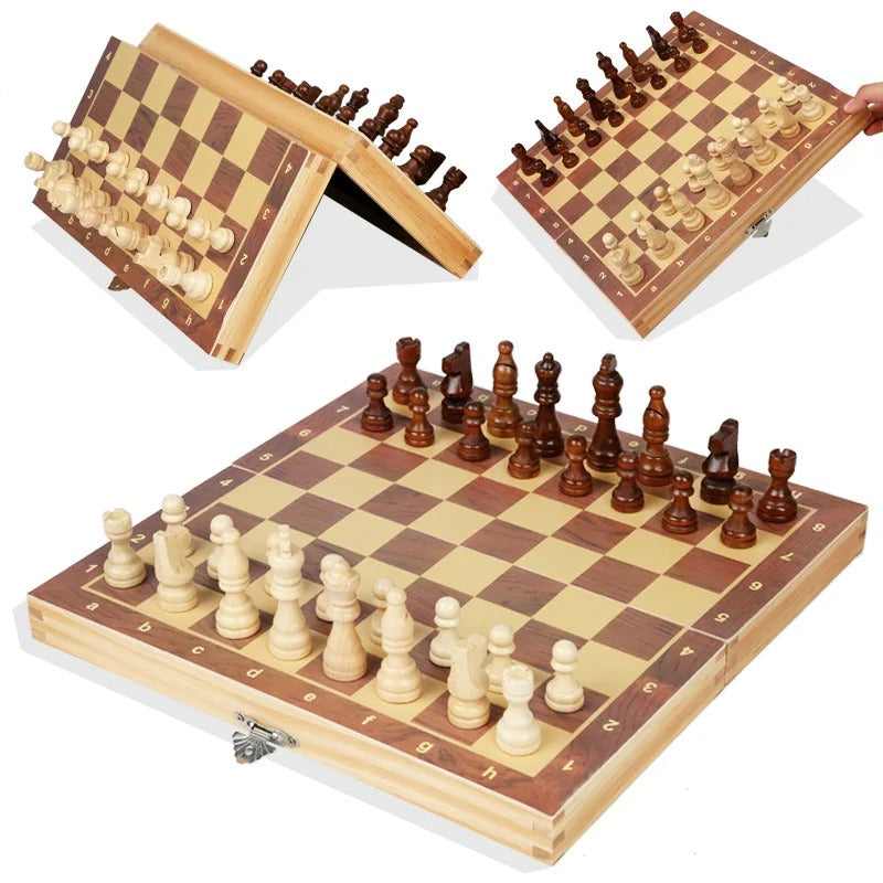 Jeux d'Échecs Magnétique en Bois Pliable