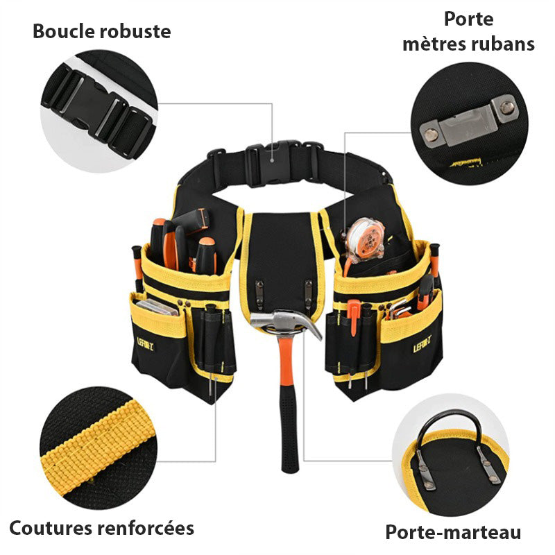 Ceinture Porte-Outils avec 27 Poches Ajustables et Magnétiques