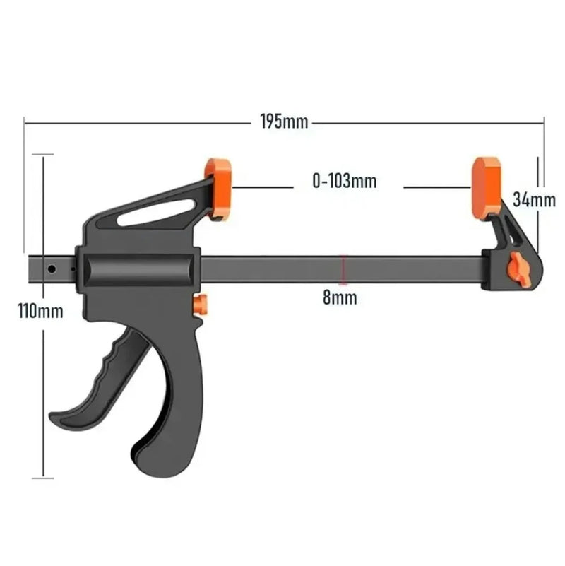 Jeu de Serre-joints à une Main en Acier et Nylon - Fixation Précise 150 mm