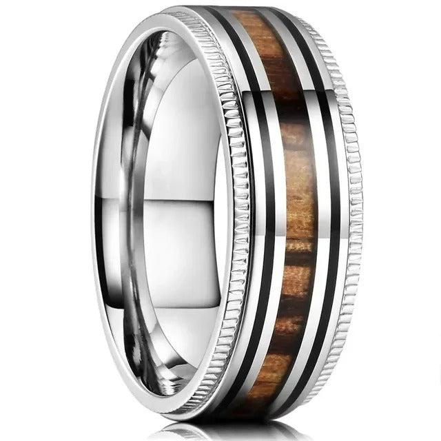 Bague pour Homme en Carbure de Tungstène avec Incrustation Opale pour Homme