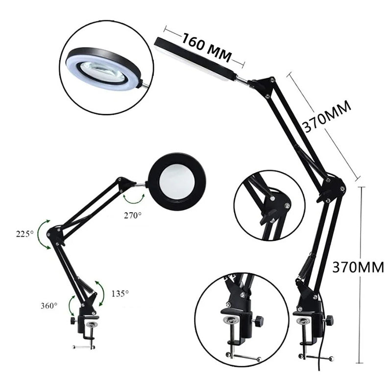 Lampe de Bureau avec Loupe et Bras Pivotant