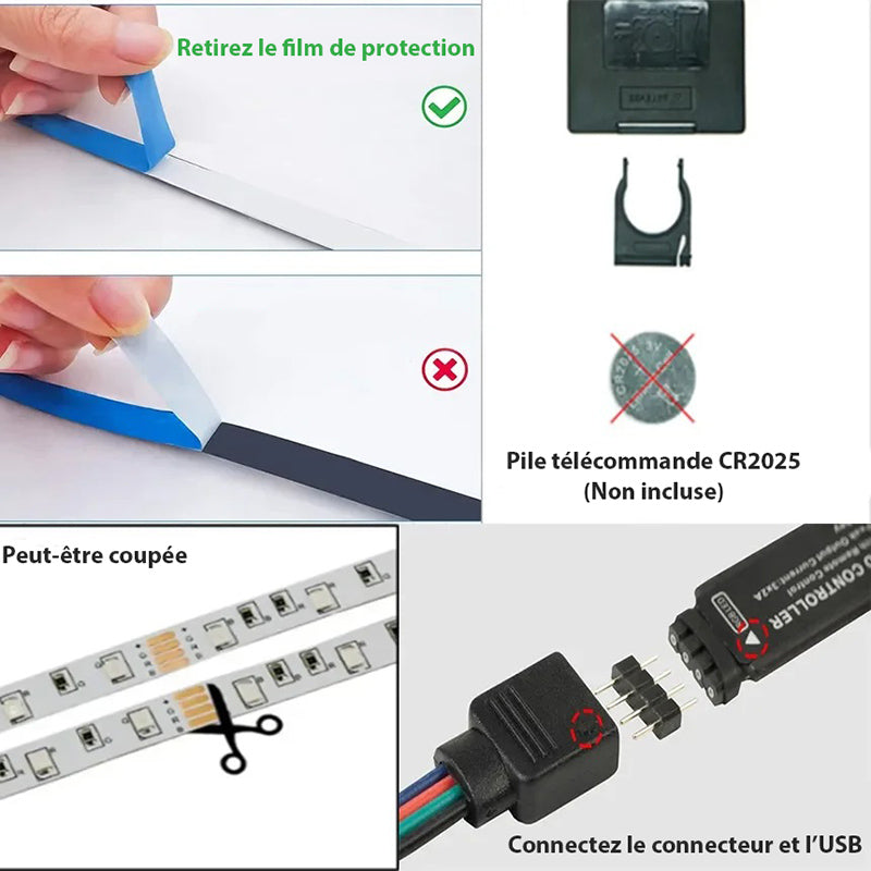 Ruban LED Connecté avec Télécommande - Compatible Alexa & Google Home