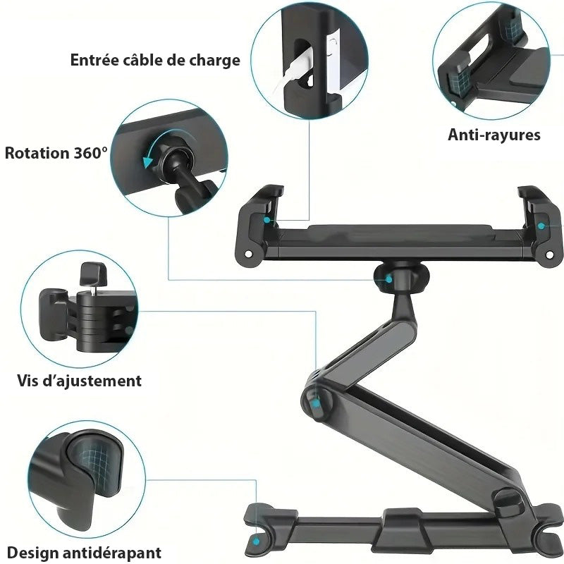 Support de Tablette et Téléphone Extensible pour Siège de Voiture