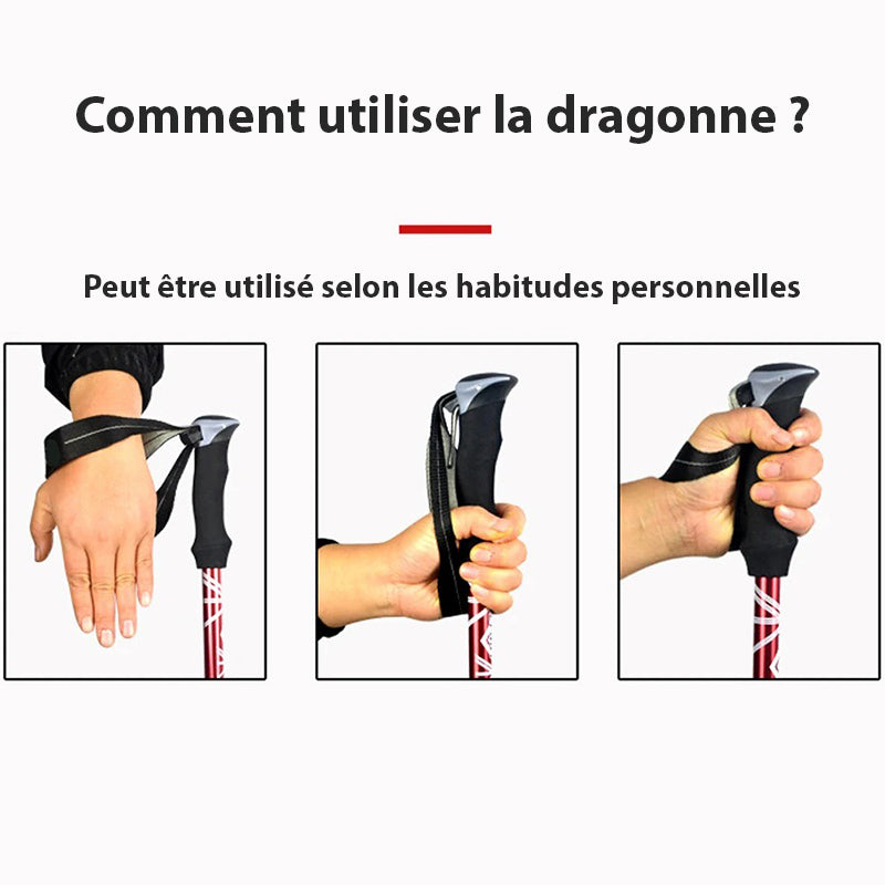 Baton de Marche et Randonnée Réglable Pliable et Ultra-compacte