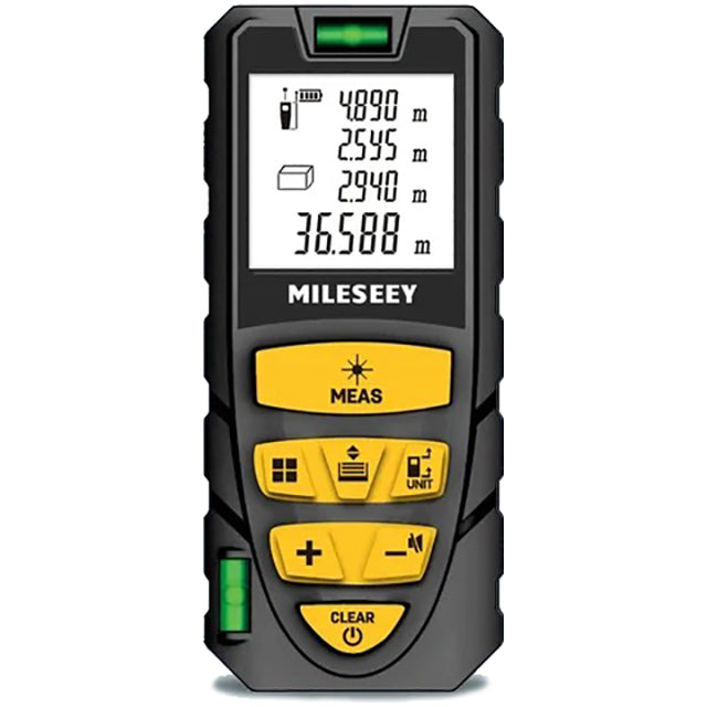 Télémètre Laser - Décamètre Numérique 2 Niveaux à Bulle - LCD et Affichage 4 Lignes