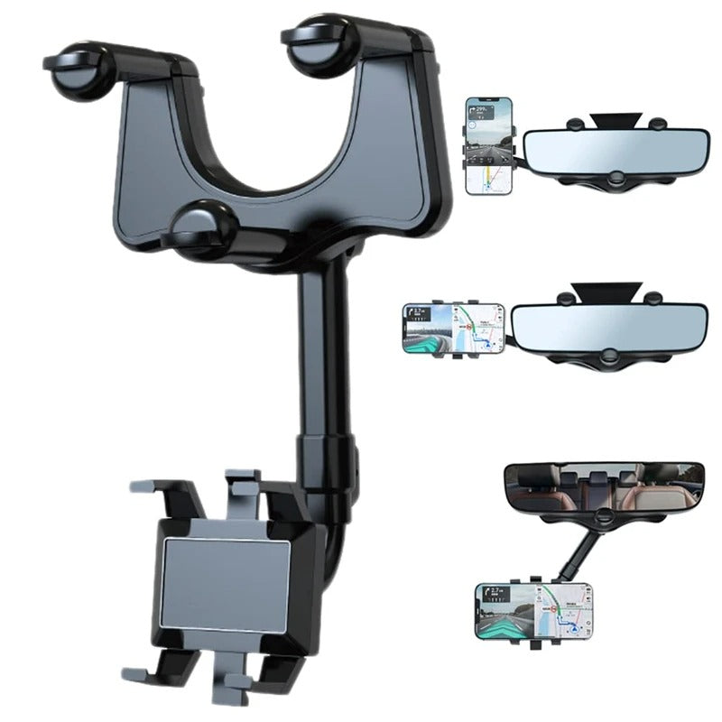 Support Téléphone Voiture Rotatif 360 - Support Smartphone Rétractable Noir