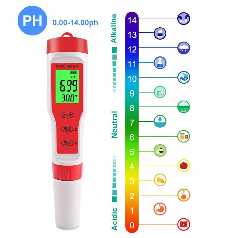 Testeur d'Eau Grande Précision 3-en-1 PH Mètre EC et Température