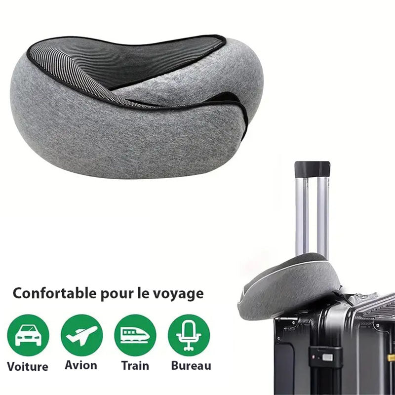 Coussin de Voyage en Mousse à Mémoire de Forme - Oreiller Ergonomique 360