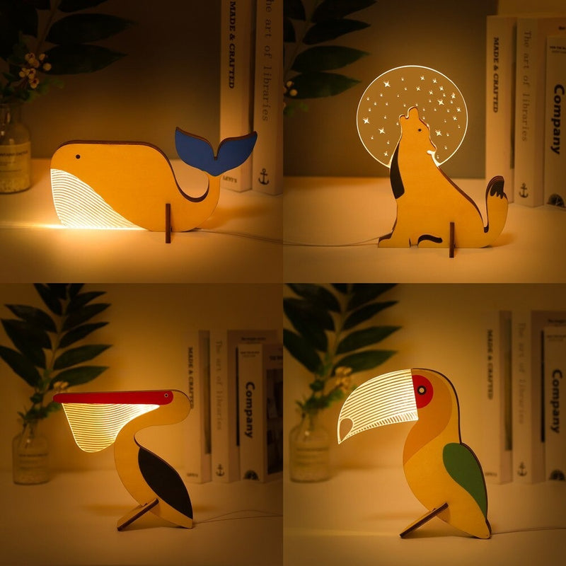 Lampe de chevet portable pour enfant - Animaux colorés