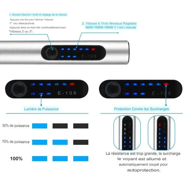 Stylo Graveur Électrique Sans Fil - Gravure sur Bois et Verre 15000 Tours Min