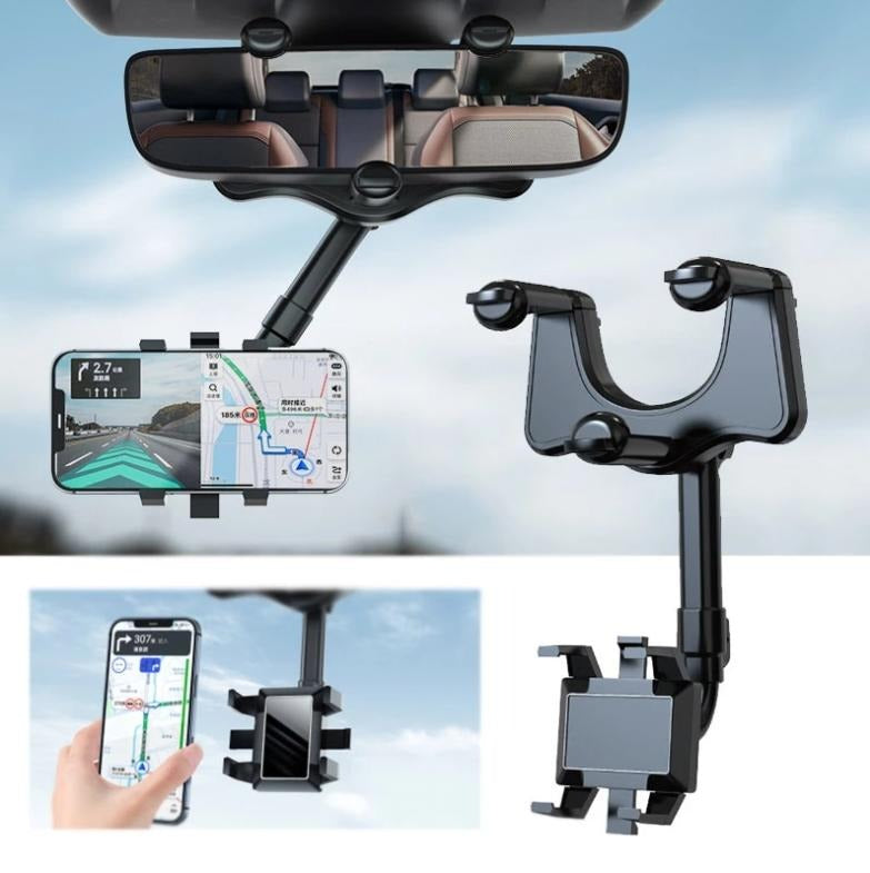 Support Téléphone Voiture Rotatif 360 - Support Smartphone Rétractable Noir