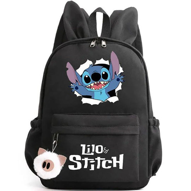 Sac à Dos Stitch avec Porte-Clés à Deux Oreilles Ultra-Doux