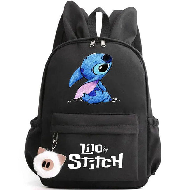 Sac à Dos Stitch avec Porte-Clés à Deux Oreilles Ultra-Doux