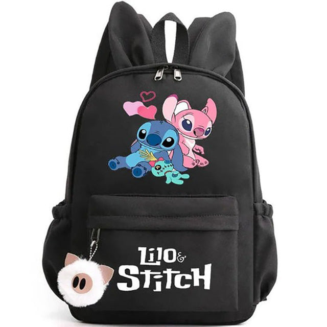 Sac à Dos Stitch avec Porte-Clés à Deux Oreilles Ultra-Doux