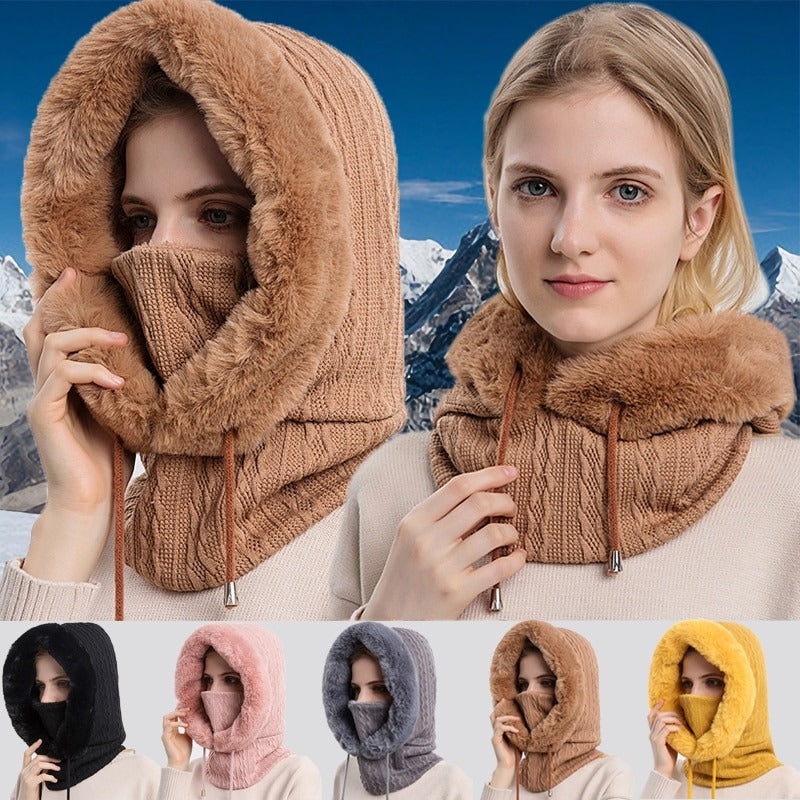 Bonnet coupe-vent chaud en tricot pour l'hiver - Femme